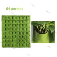 64 Pockets Wall Hanging Planting Vertical Wall-mounted Grow Bags Flower Plant Nursery Garden Supplies Yard 6TH