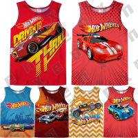 เสื้อกล้ามเสื้อแขนกุดรถ HotWheels เสื้อเด็กหญิงเด็กชาย Croptop สำหรับเด็กแข่ง