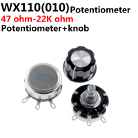 โพเทนชิโอมิเตอร์แบบมีปุ่ม WX010 WX110พร้อมลูกบิด100R 470R 1K 2.2K 3.3K 4.7K 5.6K 6.8K 10K 22K 5ชุด