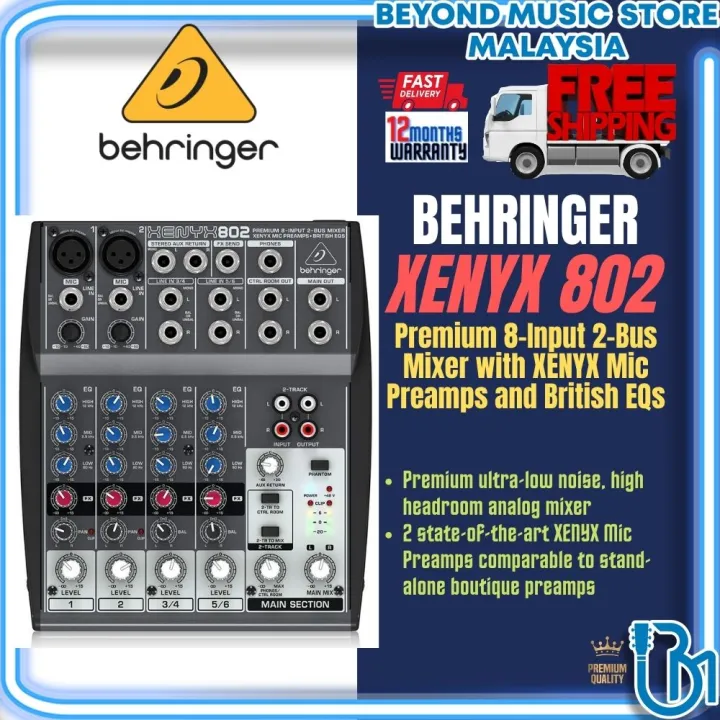 BEHRINGER XENYX 802 Premium 8Input 2Bus Mixer with XENYX Mic Preamps
