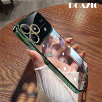 ROAZIC เคสฟิล์มเลนส์พร้อมเคสสำหรับ Realme C53/C51 NFC ชุบด้วยไฟฟ้าเคสใส่โทรศัพท์มองหลังขนาดใหญ่กันกระแทก TPU เนื้อนิ่มโปร่งใสบางเฉียบ C01-2ฝาหลัง