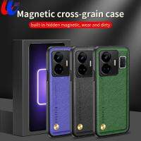 เคสสำหรับ Realme GT Neo5 GT 3 5G เคสหนังกันกระแทกกล้องแบบไขว้จริง GTNeo 5 Neo 5 GTNeo5 5G RMX3706รถยนต์แม่เหล็กยึดโทรศัพท์ Fundas