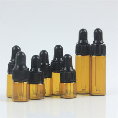 100pcslot Empty 1ml 2ml 3ml 5ml essential oils bottle with dropper Amber Glass Dropper bottle Mini essential Oil
