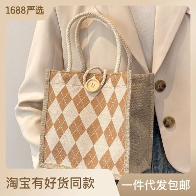 Internet Celebrant Linen Handbag Canvas Bag For Going Out Lunch Bag Womens 2023 Simple Fashionable Handbag Gift Bag Linen Bag