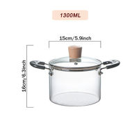 Transparent Glass Soup Cooking Pot Heat-resistant Kitchen Soup Pot Vegetable Salad Noodle Bowl Flame Explosion-Proof Cookware