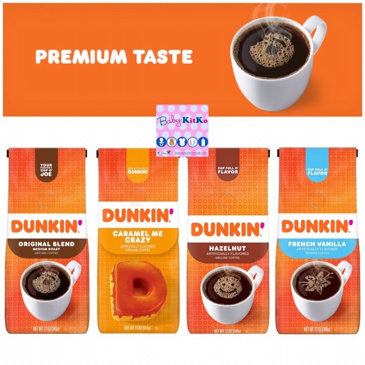 Dunkin' Original Blend or Hazelnut Medium Roast Ground Coffee, 12 Oz ...