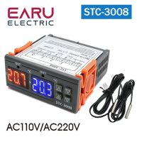 Stc-3008เทอร์โมเทอร์โมเทอร์โมเทอร์โมเทอ Dc12v คูเลเตอร์ Ac220v ไฟฟ้ากระแสตรง24โวลต์สองช่องตัวควบคุมอุณหภูมิดิจิตอลแบบคู่พร้อมฮีตทำความเย็น