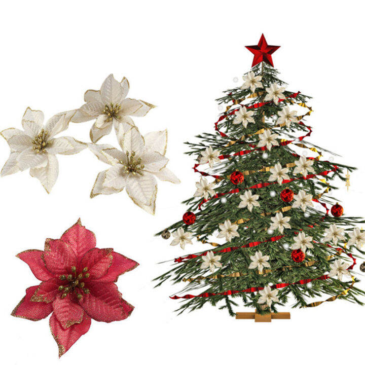 faux-flower-ornaments-for-festive-occasions-sparkling-xmas-tree-flower-decorations-sparkly-flower-home-decor-for-celebrations-artificial-floral-christmas-ornaments-glitter-christmas-decorations