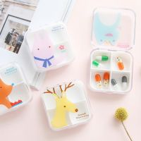 1Pc Portable Empty Drugs Box 4 compartments Mini Cute Pill Box Medicine Case For Healthy Carem