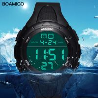 {Miracle Watch Store} BOAMIGO ยี่ห้อผู้ชายกีฬานาฬิกาผู้ชายแฟชั่นลำลองดิจิตอล LED นาฬิกาว่ายน้ำช็อกยางนาฬิกาข้อมือของขวัญนาฬิกา