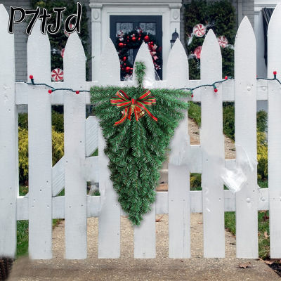 [P7tJd] พวงมาลัยสีเขียวประดิษฐ์รูปต้นคริสต์มาสกลับด้านได้,พวงหรีดวันคริสต์มาสของตกแต่งบ้านทำด้วยมือของขวัญประตูของขวัญวันหยุด