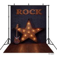 Brick Wall Wooden Floor Star Guitar Photography Backdrop Vinyl Background for Baby Children Portrait Rock Photocall Fond Photo