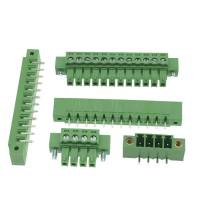 ；‘【；- 1Sets Welding Docking Type 15EDGKM 3.81MM Straight Curved Needle Terminal Block Connector PCB Plug-In Type Green Terminal Block