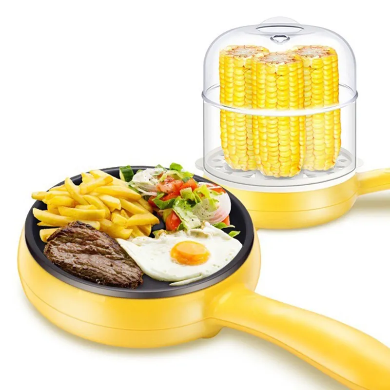 Multifunction Mini Household Egg Omelette Pancakes Electric Fried Steak  Frying Pan Non-Stick Boiled Eggs Boiler Steamer Cooker