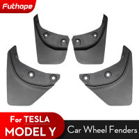 Futhope 4PCS ด้านหน้าด้านหลัง Mudflaps Mud Flaps Original รุ่นเปลี่ยน Splash Protector Fender สำหรับ Tesla รุ่น Y 2020 ~ 2023รถ