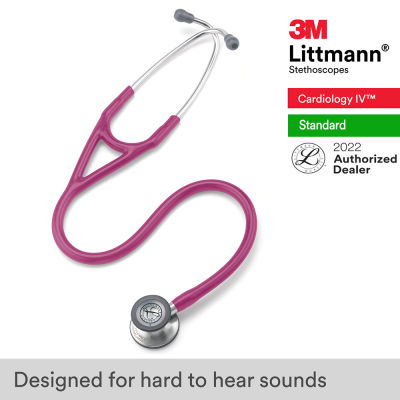 3M Littmann Cardiology IV Stethoscope, 27 inch, #6158 (Raspberry Tube, Standard-Finish Chestpiece, Stainless Stem and Eartubes)