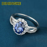 DIMINGKE Vintage 5*7MM Natural Sapphire Ring 100 S925 Silver Women Party Anniversary Jewelry