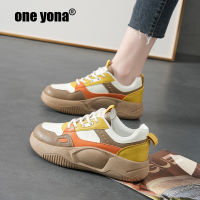 One Yona ผู้หญิง Sepatu Kets Korea ใหม่รองเท้าคุณพ่อเพิ่มความสะดวกสบายรองเท้าสีขาวขนาดเล็กสำหรับนักเรียนหญิง