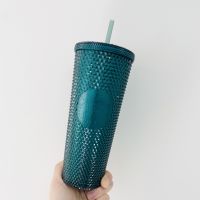 Starbuck Official Store Starbuck Cup 2021 Christmas Present Retro Classic Green Durian Plastic Large-Capacity Sports Straw Water Cup Starbuck Tumbler Starbuck Mug