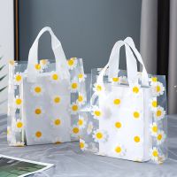 25pcs Transparent Small Daisy Shopping Bags Reusable Portable Clothing Womens Handbags Environmental Protection Tote Bag New