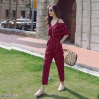 Dee-ya Shop เสื้อผ้าแฟชั่น Jumpsuit สีแดง พร้อมส่ง