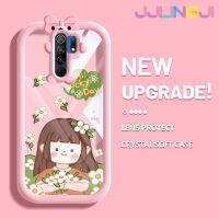 Jlingji เคสสำหรับ Xiaomi MI Redmi 9 Prime Poco เคส M2แฟชั่นเด็กผู้หญิงดอกไม้เล็กๆน้อยๆมอนสเตอร์เคสนิ่มกันกระแทกเคสโทรศัพท์โปร่งใสฝาครอบป้องกันเลนส์กล้องถ่ายรูปซิลิกาเจล TPU