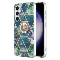 Hzsunsky กล่องใส่แหวนโทรศัพท์ TPU,สำหรับ Samsung Galaxy S23 FE 5G ลายดอกไม้หินอ่อน