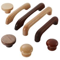 ♗ 1PC Cabinet Natural Solid Wood Handle Kitchen Drawer Handles Wardrobe Door Knob Dresser Pulls Furniture Hardware Accessories