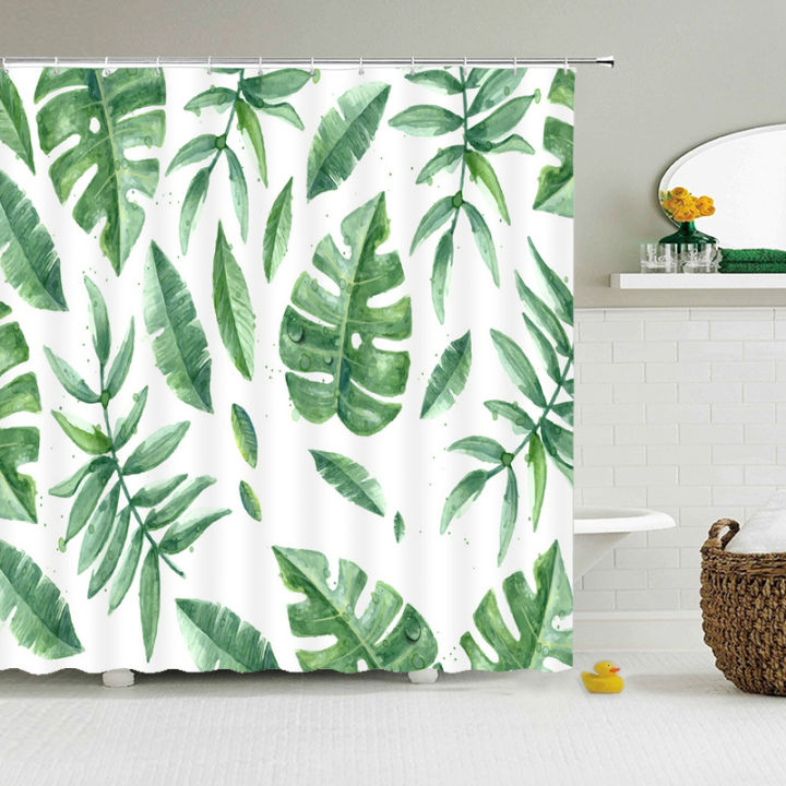 green-plant-leaves-shower-curtains-bath-curtain-bathroom-3d-printed-fresh-waterproof-polyester-cloth-with-hooks-home-decor-mat