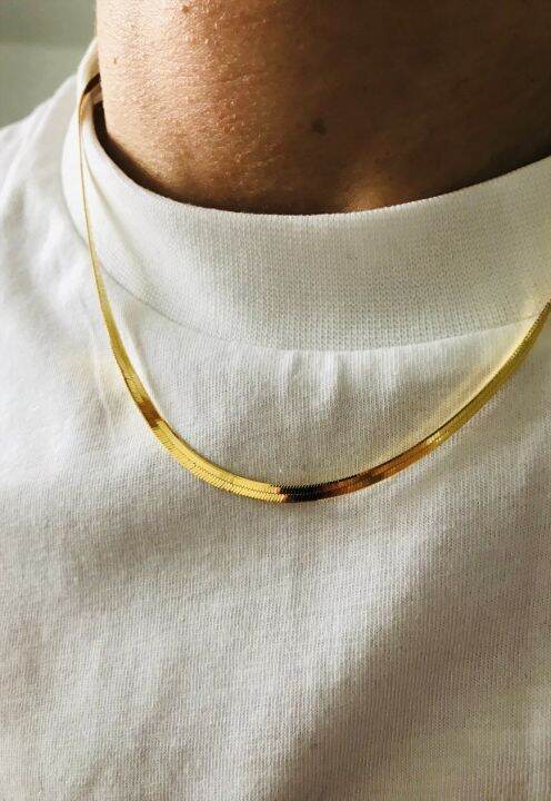 Snake Chain, 18k Saudi gold necklace, Necklace For Men, Gold Plated Necklace,  24 Inches