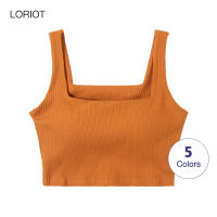 LORIOT เสื้อชั้นในเสื้อกล้ามสำหรับผู้หญิงยืดได้เสื้อแขนกุดเอวลอยเสื้อกล้ามคอสี่เหลี่ยมแขนกุดเซ็กซี่ลำลองเกาหลี SA1108