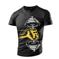 New Summer Gym Dumbbell Casual Tough Guy Muscle Mens T-Shirt 3D Printing Breathable Lightweight Sports Quick Dry Short Sleeves