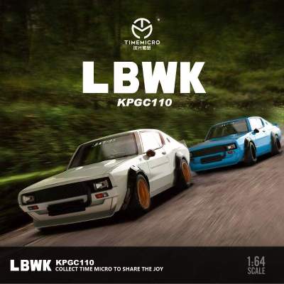 TIME MICRO 1:64 LBWK Nissan KPGC110 White /Blue Model Car