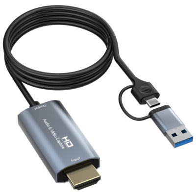 การ์ดบันทึกวิดีโอ4K มัลติมีเดียเอชดีอินเตอร์เฟซไปยัง USB/USB C การ์ดบันทึก1080P HD Live Rekam Video Grabber เสียง