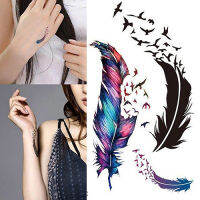 AWEI1 3D แบบถอดได้ชั่วคราวกันน้ำสีสันสดใส Art Feather เซ็กซี่สติ๊กเกอร์รอยสัก
