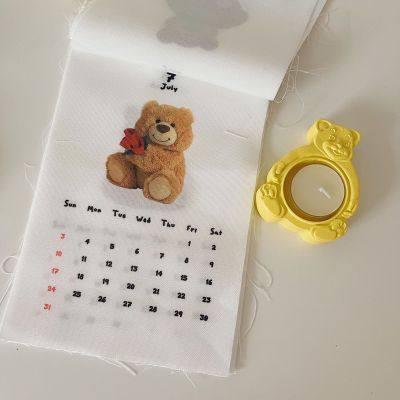 2022 Wall Calendar Kawaii Cartoon Bear Cloth Calendars Flip New Year Gift Календарь Home Decoration