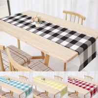 【LZ】◙☌  European Buffalo Plaid Linen Table Runners Modern Black White Dinning Table Runner for Wedding Christmas Home Decorations