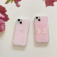 การ์ตูนน่ารักแฟชั่นลายกระต่ายดอกไม้บดสีชมพูสำหรับ IPhone 14 13 12 11 Pro Max สำหรับเคสโทรศัพท์ที่สร้างสรรค์