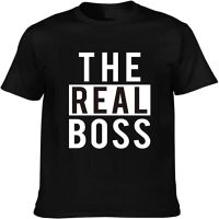 Cloocl Men/100% Soft Cotton T-Shirt The Real Boss Pattern T-Shirts Black Cotton Tee MenS Shirt Short Sleeve Streetwear 【Size S-4XL-5XL-6XL】