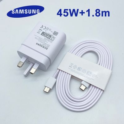 Samsung UK charger 45W Super Fast Charge 1.8m Cable For GALAXY Tab S9 S8 S6 Plus S8 Book3 Book2 S23 S22 S21 S20 Note20 Ultra 5G