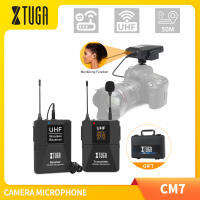 XTUGA UHF ไมโครโฟนลาวาเลียร์ไร้สาย / ปก CM7 / CM8 สัมภาษณ์ / ไมโครโฟนกล้องในตัวแจ็คตรวจสอบหูฟังพร้อมช่องเลือกได้ 30 ช่องถึงช่วง 164 ฟุตสําหรับกล้อง DSLR / DV / กล้องวิดีโอ / บันทึกเสียง (พร้อมกระเป๋าพกพา)