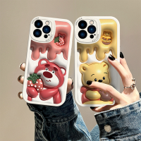 เคสสำหรับ OPPO Reno8 5G Reno8z 5G Reno7 5G Reno4 4G Reno2 Reno2F Reno4Z Reno5 Reno5pro Reno6 5G Reno6PRO Reno7PRO Reno7z 5G Realme8 5G RealmeGT ภาพยนตร์การ์ตูนน่ารักสตรอเบอร์รี่หมีขยายเคสโทรศัพท์3มิติ