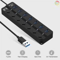 Docooler Usb 3 . 0 Hub Splitter 7 พอร์ตสวิตช์เปิด ปิดความเร็วสูง 5 Gbps Micro Usb Port สําหรับคอมพิวเตอร์พีซี