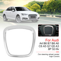 Chrome รถพวงมาลัยเปลี่ยนสำหรับ Audi A3 8P S3 A4 B6 B7 B8 A5 A6 C6 Q7 Q5ฝาครอบสติกเกอร์ Trim อุปกรณ์ตกแต่งภายใน