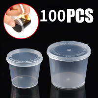 100Pcs Disposable Sauce Cup Takeaway Food Containers Box With Hinged Lids Pigment Paint Plastic Palette Box 253040ml
