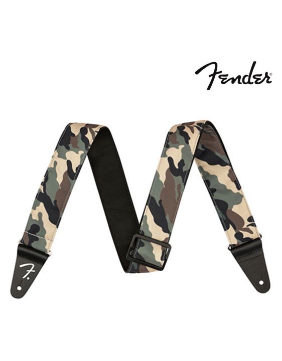 fender-camo-strap-woodland-สายสะพายกีตาร์-สำหรับโปร่ง-ไฟฟ้า-เบส-กว้าง-2-นิ้ว-เนื้อผ้าแคนวาส-ปลายสายหนังแท้มีโลโก้-fender-made-in-usa