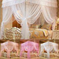 1.5x2 m 4 Posters Pink Bed Canopy Princess Queen Mosquito Bedding Net Bed Tent Four Corners Floor-Length Curtain CO