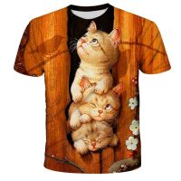 2023 Summer Children 3D Cartoon T shirt for Boy Animal Printing Boys Cat T Shirt Girls Tops Tees Cartoon Kids Animal Clothes