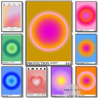 Gradient สไตล์ Art โปสเตอร์ภาพวาดผ้าใบพิมพ์ภาพสำหรับ Room Home Decor Aura Angel Number Energy Spiritual Release Luck Top Spiritual Decor