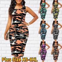 【YF】 Women Dress Sling Camouflage 3d Print Tight Sleeveless Slim Fit Sexy Fashion Tops Vintage Summer Clothing 2023 For Girls